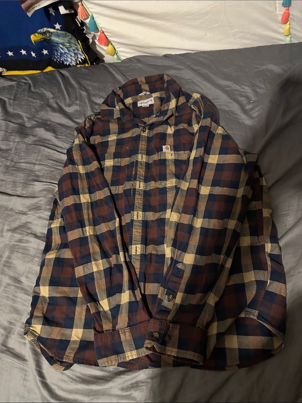 Carhartt Men's Navy & Brown Plaid Lightweight Shirt Jacket
